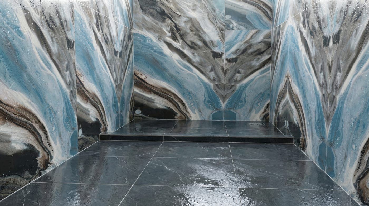 Marble-effect shower suite